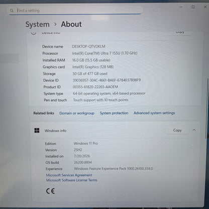 HP EliteBook 660 G11 16" Core Ultra 7 155U 1.7GHz 16GB RAM 512GB SSD