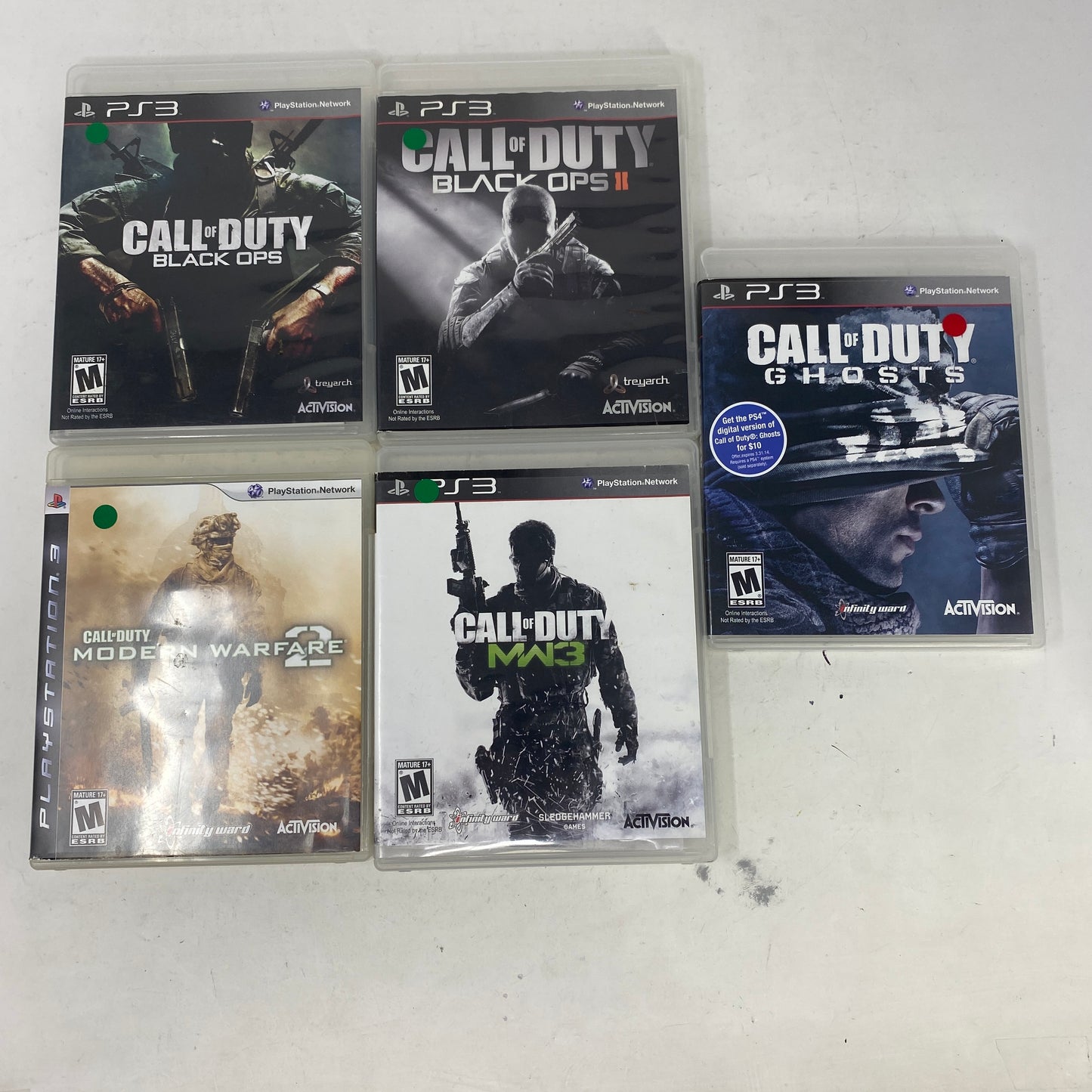 Call of Duty PS3 Game Lot of 5 Black Ops 1 2 Modern Warfare 2 3 Ghosts Sony PS3