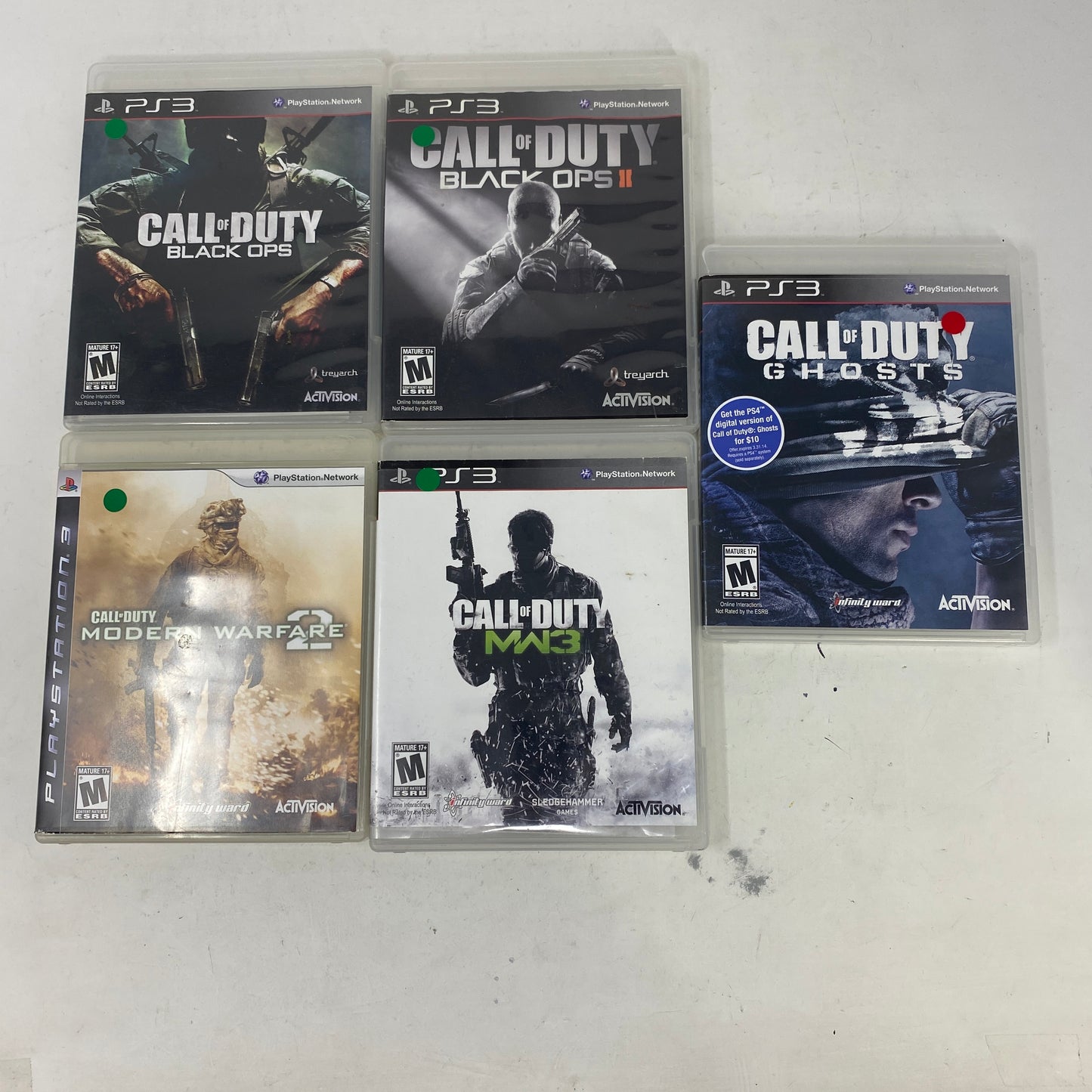 Call of Duty PS3 Game Lot of 5 Black Ops 1 2 Modern Warfare 2 3 Ghosts Sony PS3