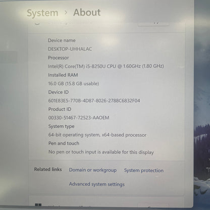 HP EliteBook 830 G5 14" i5-8250U 1.6GHz 16GB RAM 256GB SSD