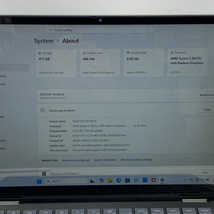 Dell Inspiron 7425 14" Ryzen 5 5625U 2.3GHz 8GB RAM 512GB SSD