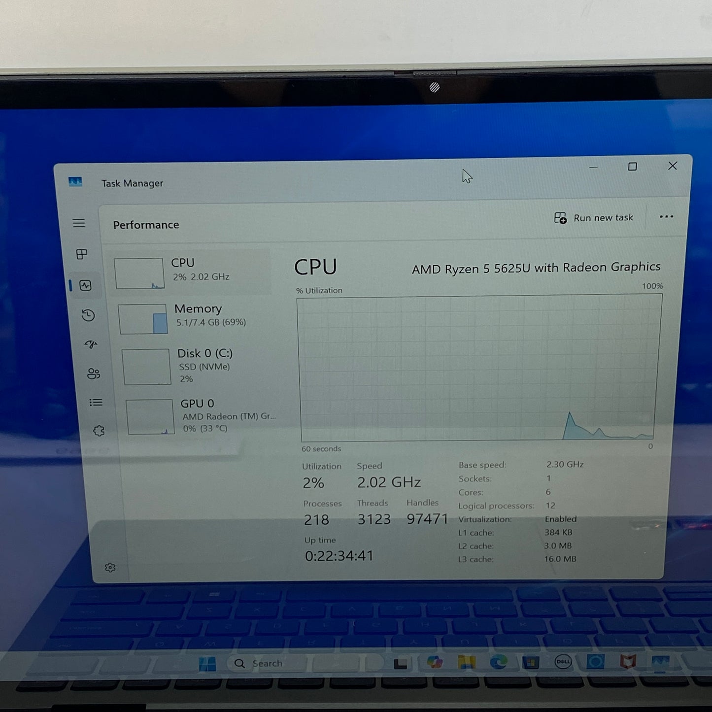 Dell Inspiron 7425 14" Ryzen 5 5625U 2.3GHz 8GB RAM 512GB SSD