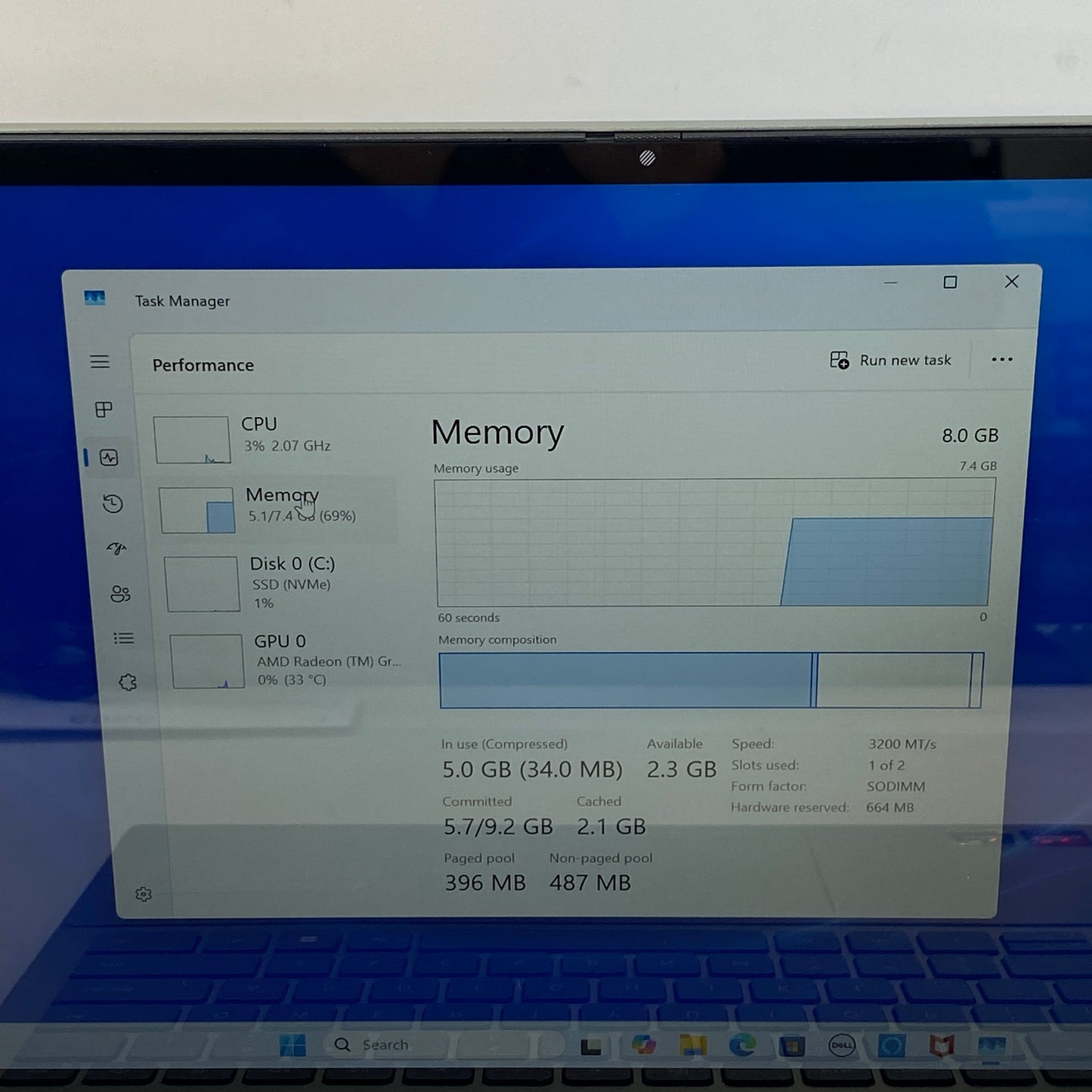 Dell Inspiron 7425 14" Ryzen 5 5625U 2.3GHz 8GB RAM 512GB SSD