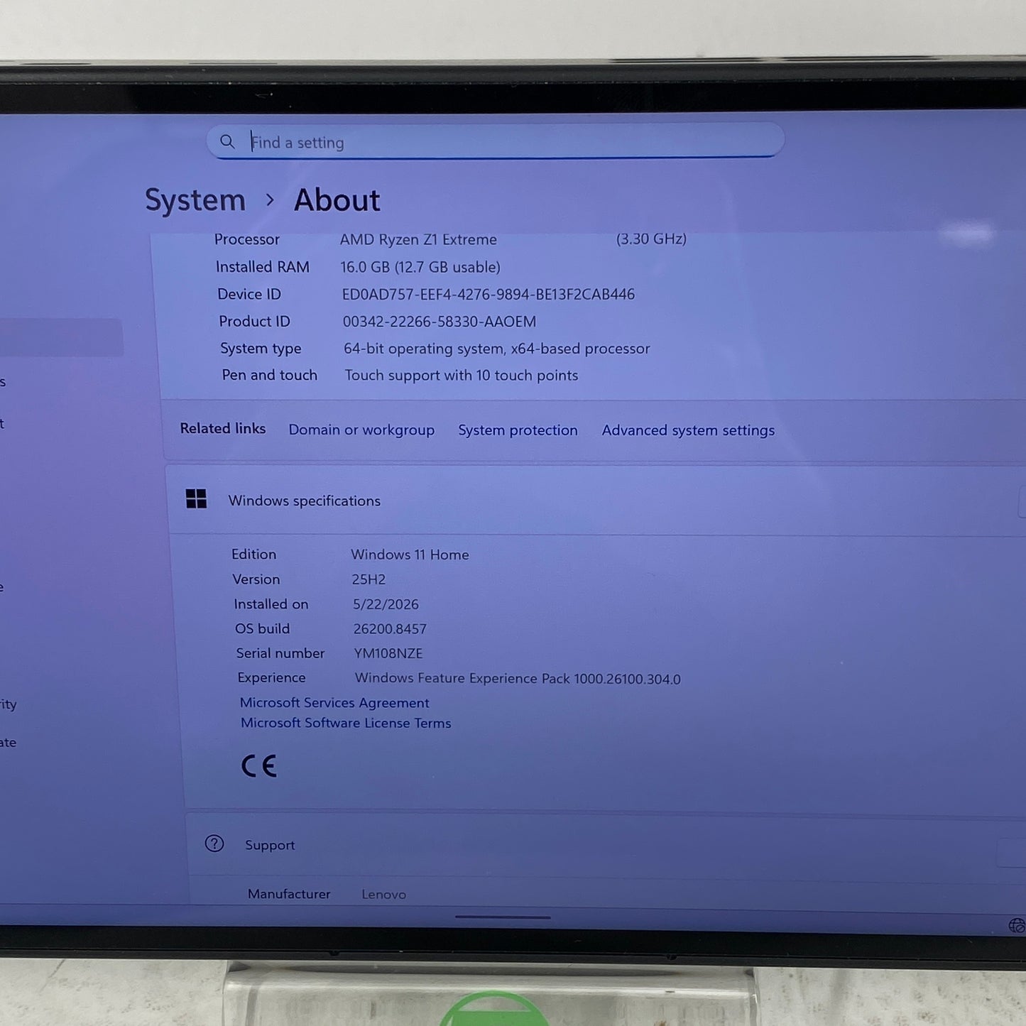 Lenovo Legion Go 8.8" AMD Ryzen Z1 Extreme 16GB RAM 512GB Shadow Black 83E1001YUS