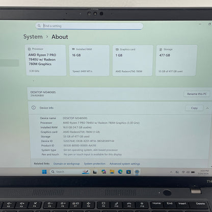 Lenovo ThinkPad T14 Gen 4 14" Ryzen 7 Pro 7840U 3.3GHz 16GB RAM 512GB SSD