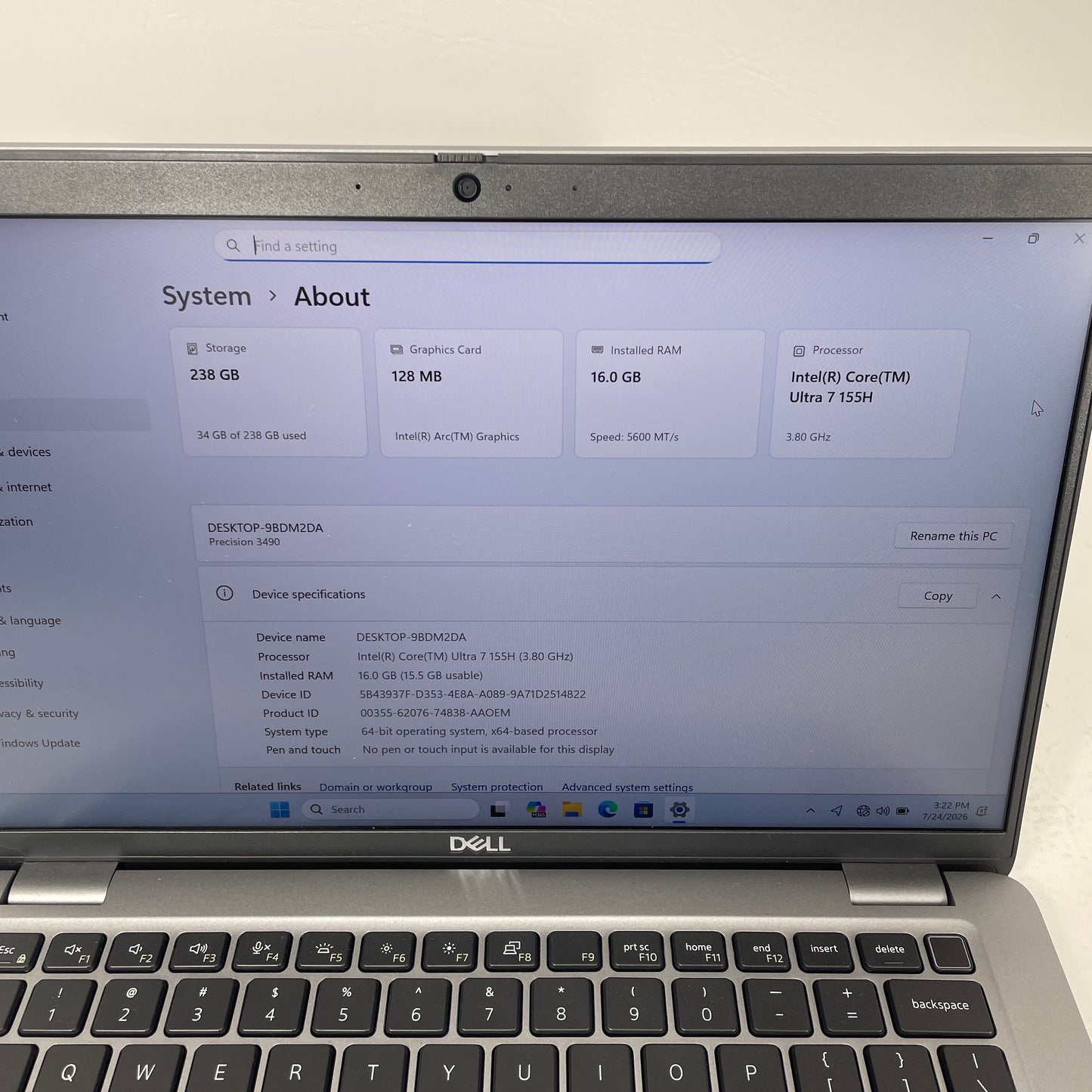 Dell Precision 3490 14" i7-1355U 3.8GHz 16GB RAM 256GB SSD