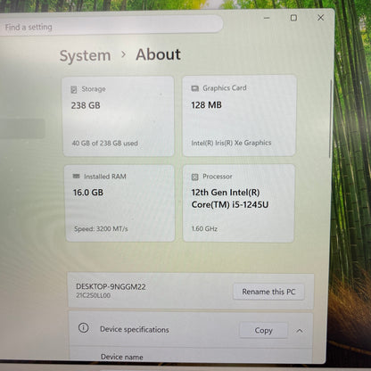 Lenovo ThinkPad L14 Gen 3 9NGGM22 14" i5-1245U  1.6GHz 16GB RAM 256GB SSD