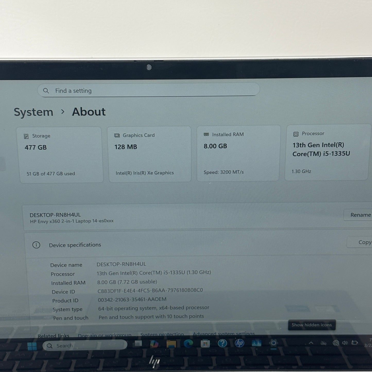 HP Envy x360 14-ES0013dx i5-1335U 1.3GHz 8GB RAM 512GB SSD