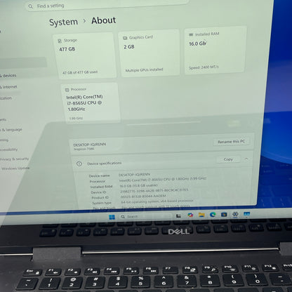 Dell Inspiron 7000 2-IN-1 15.6" i7-8565U 1.8GHz 16GB RAM 500GB SSD GeForce MX150