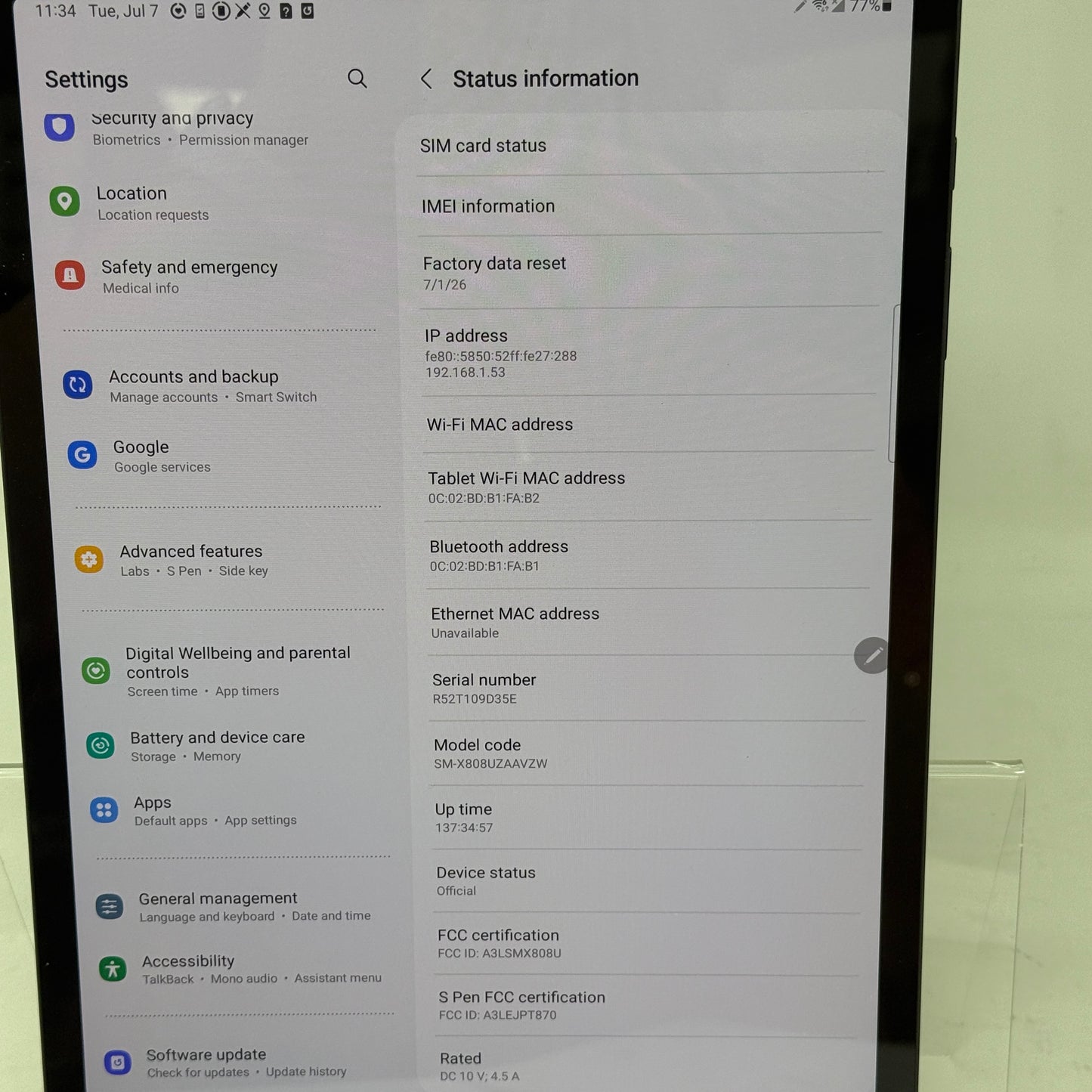 Verizon Samsung Galaxy Tab S8 Plus 5G 12.4" 128GB Black SM-X808U