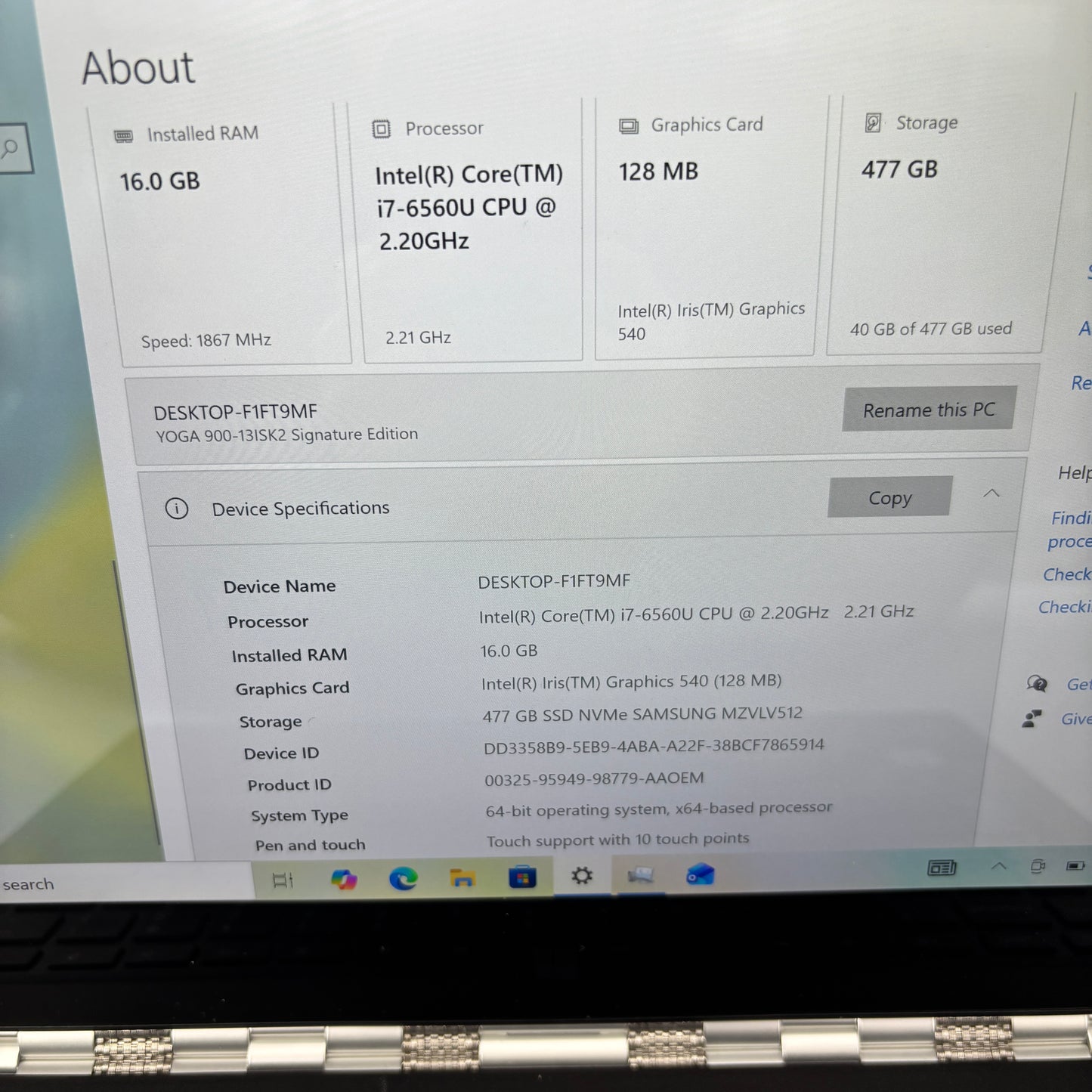 Lenovo Yoga 900-13ISK2 Signature Edition 900-13ISK2 13.3" i7-6560U 2.2GHz 16GB RAM 512GB SSD
