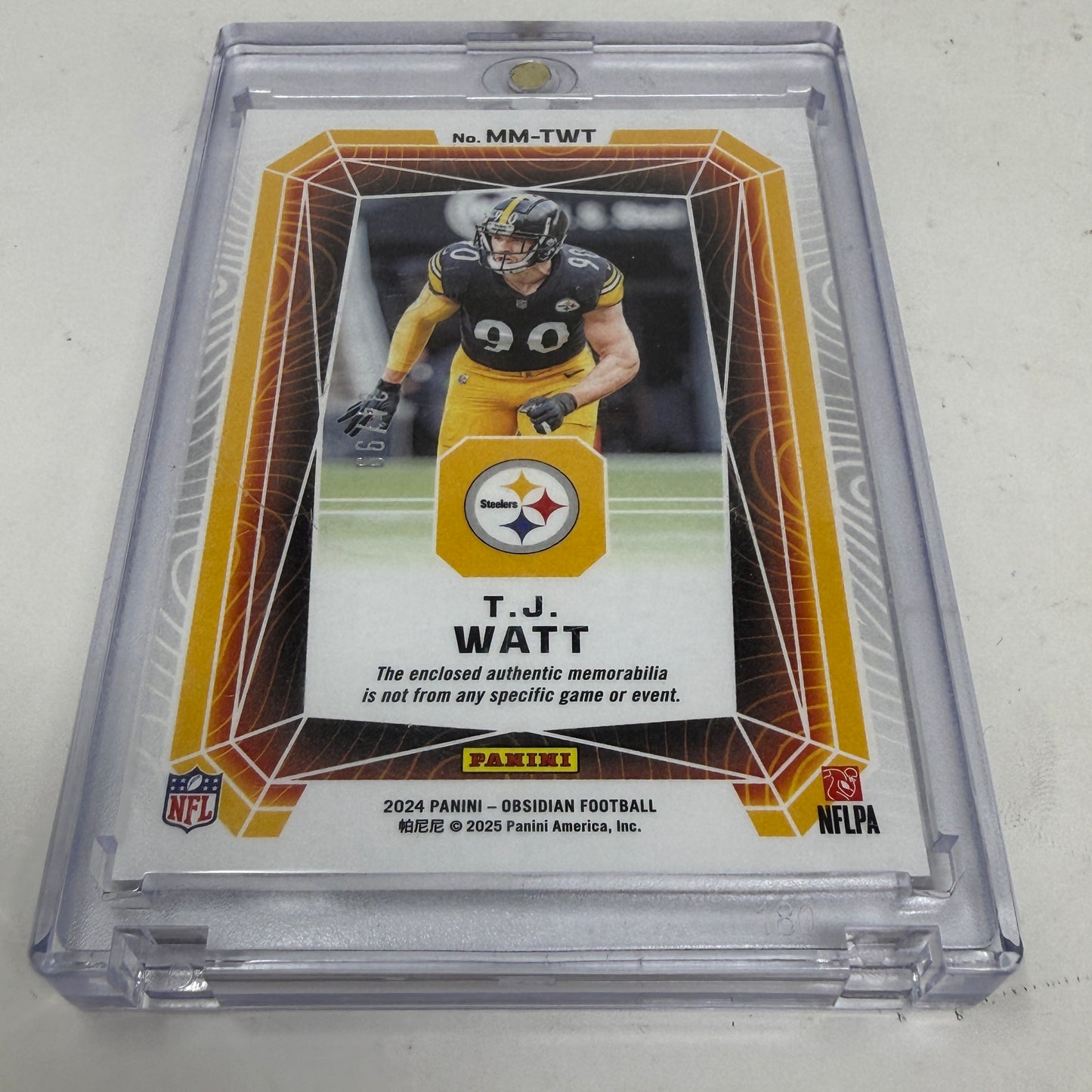 2024 Panini Obsidian T.J. Watt Magmatic Materials Jersey Patch #MM-TWT Steelers
