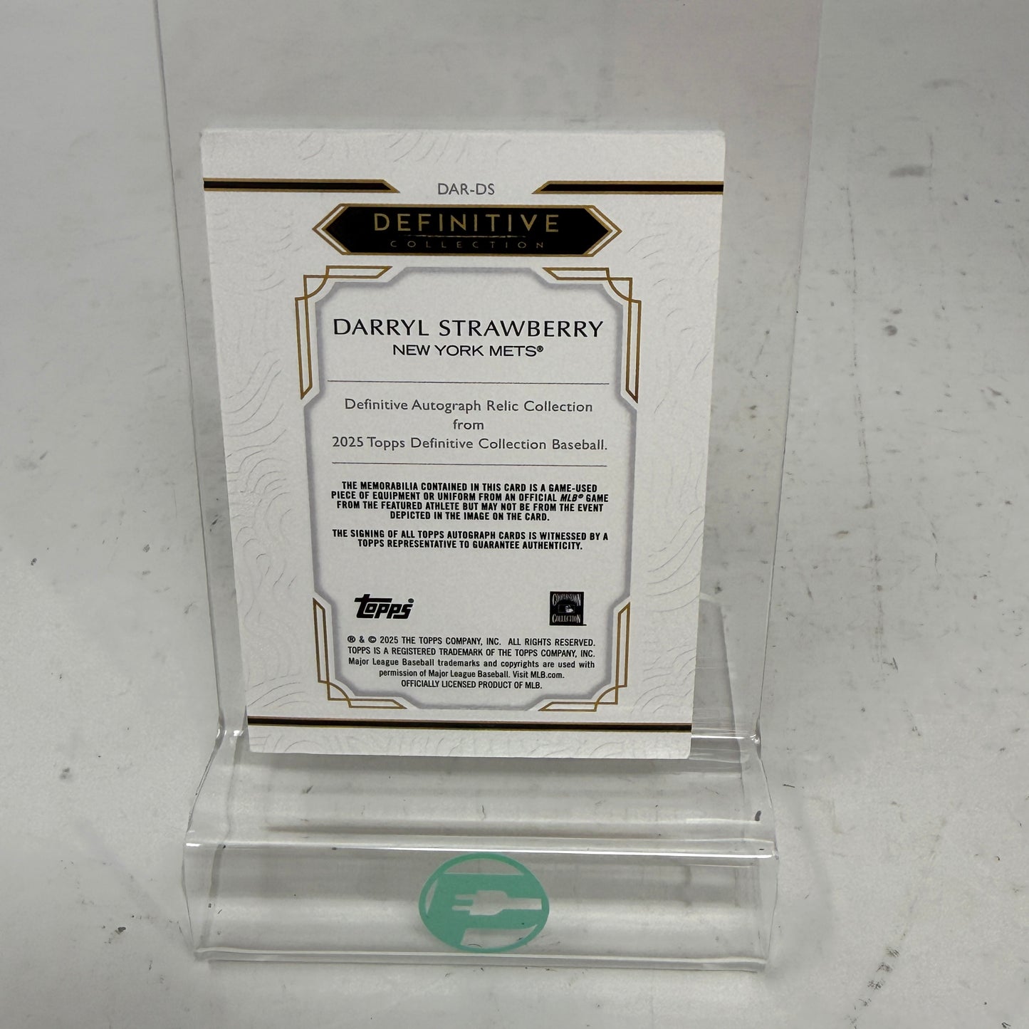 2025 Topps Definitive Darryl Strawberry Auto Patch /50 #DAR-DS Game-Used Mets