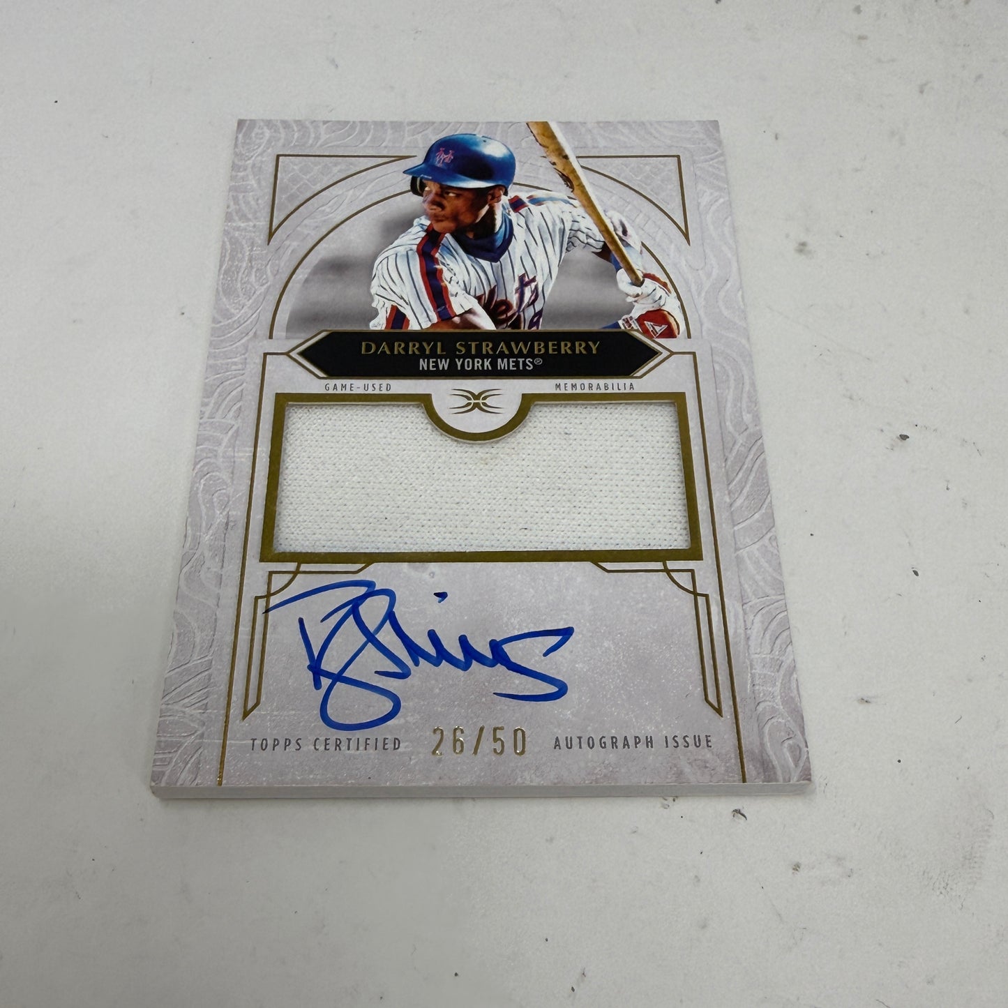 2025 Topps Definitive Darryl Strawberry Auto Patch /50 #DAR-DS Game-Used Mets