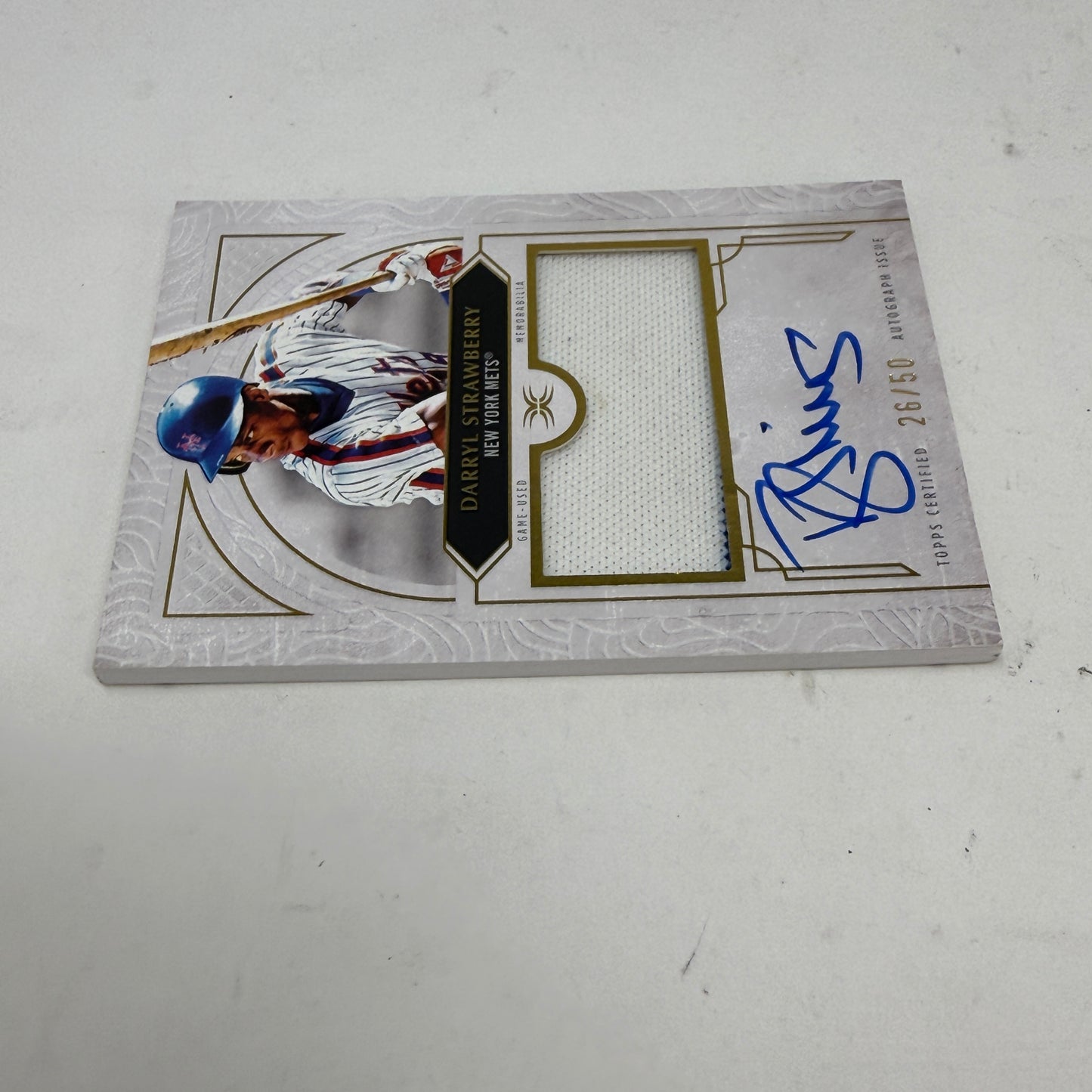 2025 Topps Definitive Darryl Strawberry Auto Patch /50 #DAR-DS Game-Used Mets