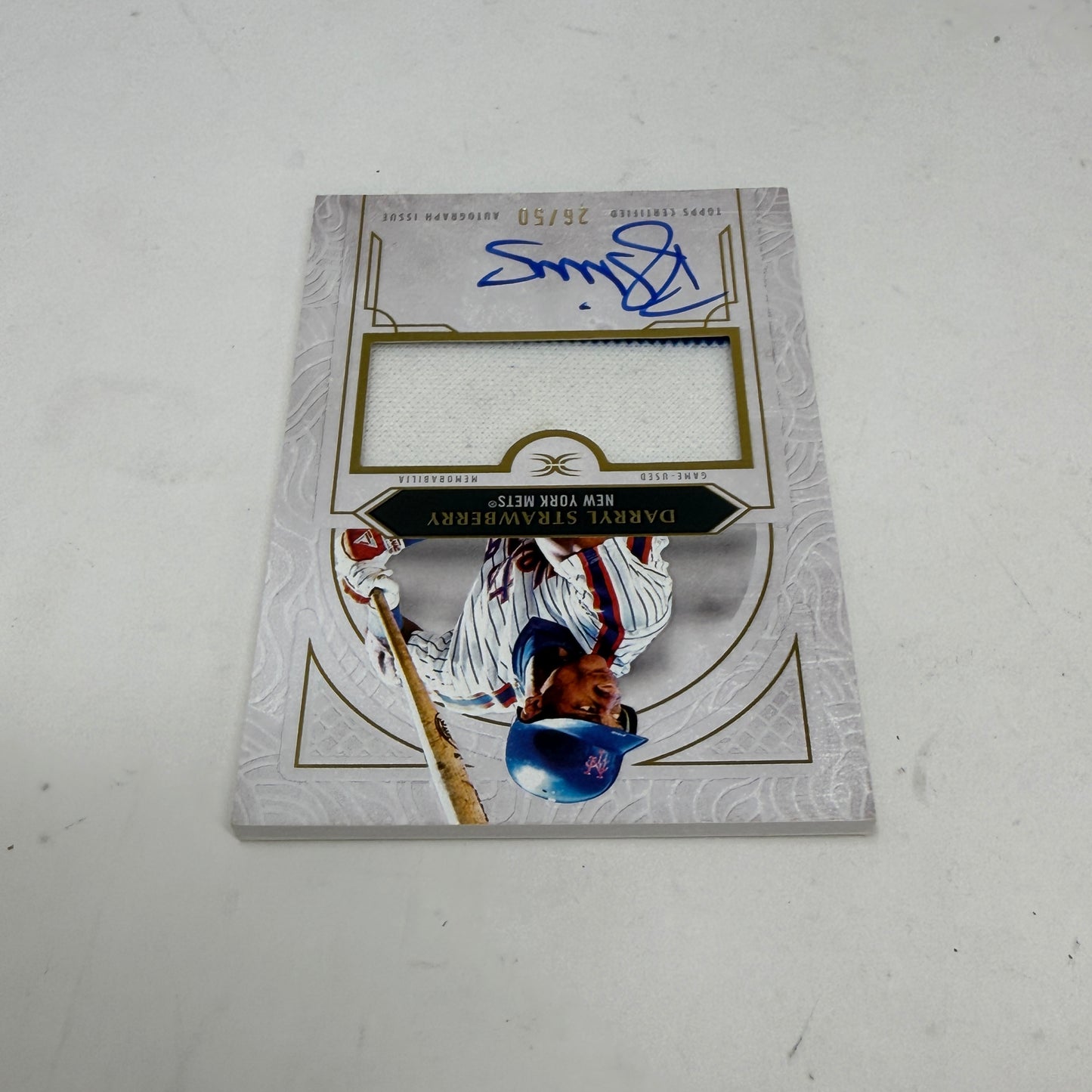 2025 Topps Definitive Darryl Strawberry Auto Patch /50 #DAR-DS Game-Used Mets