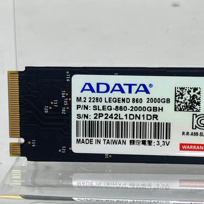 ADATA 2280mm Legend 860 2TB M.2 NVMe Gen 4.0 x 4 SSD SLEG-860-2000GBH