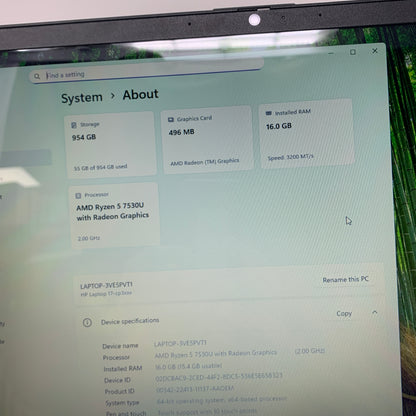 HP Laptop 3VE5PVT1 15.6" Ryzen 5 7530U 2.0GHz 16GB RAM 1TB SSD