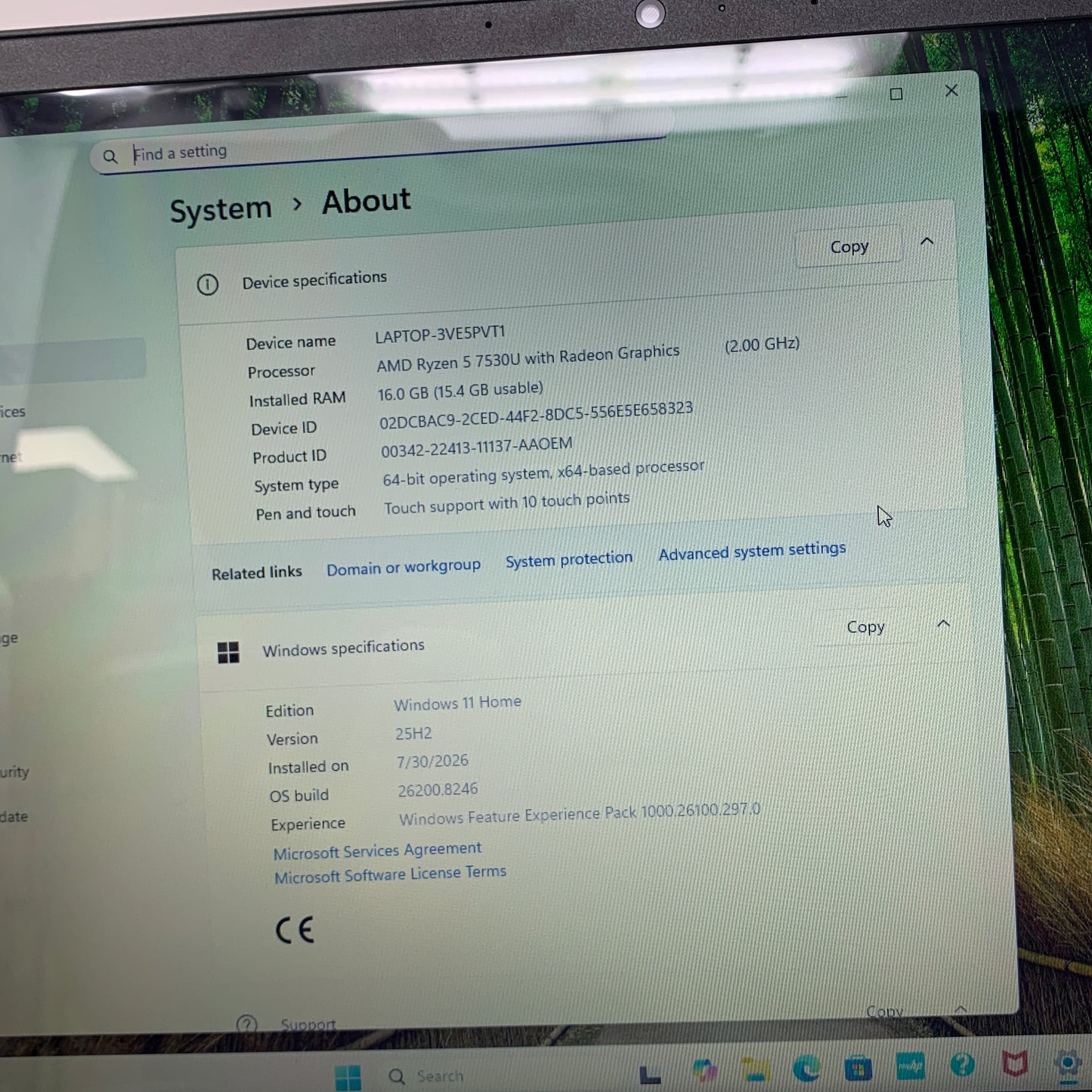 HP Laptop 3VE5PVT1 15.6" Ryzen 5 7530U 2.0GHz 16GB RAM 1TB SSD