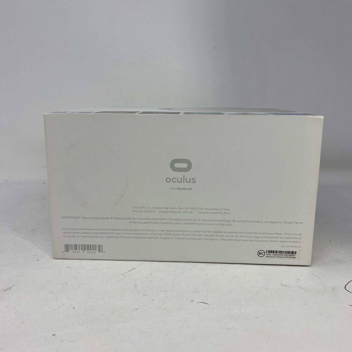 Oculus Go 32GB Standalone All-in-One VR Headset 301-00102-01