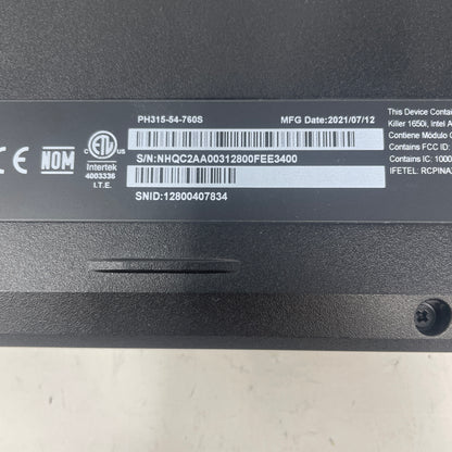 Acer Predator Helios 300 PH315-54 15.6" i7-11800H 2.3GHz 16GB RAM 512GB SSD 