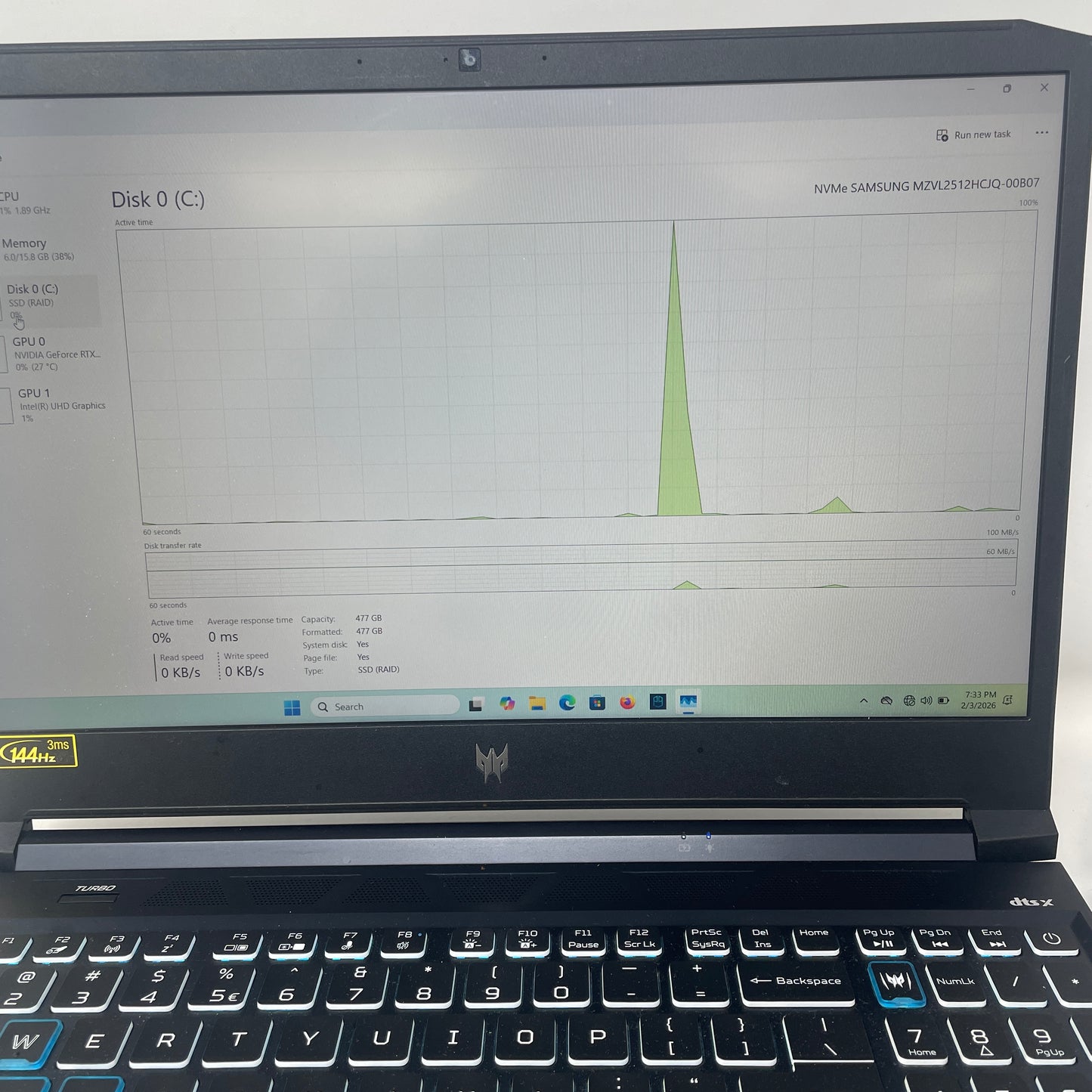 Acer Predator Helios 300 PH315-54 15.6" i7-11800H 2.3GHz 16GB RAM 512GB SSD 