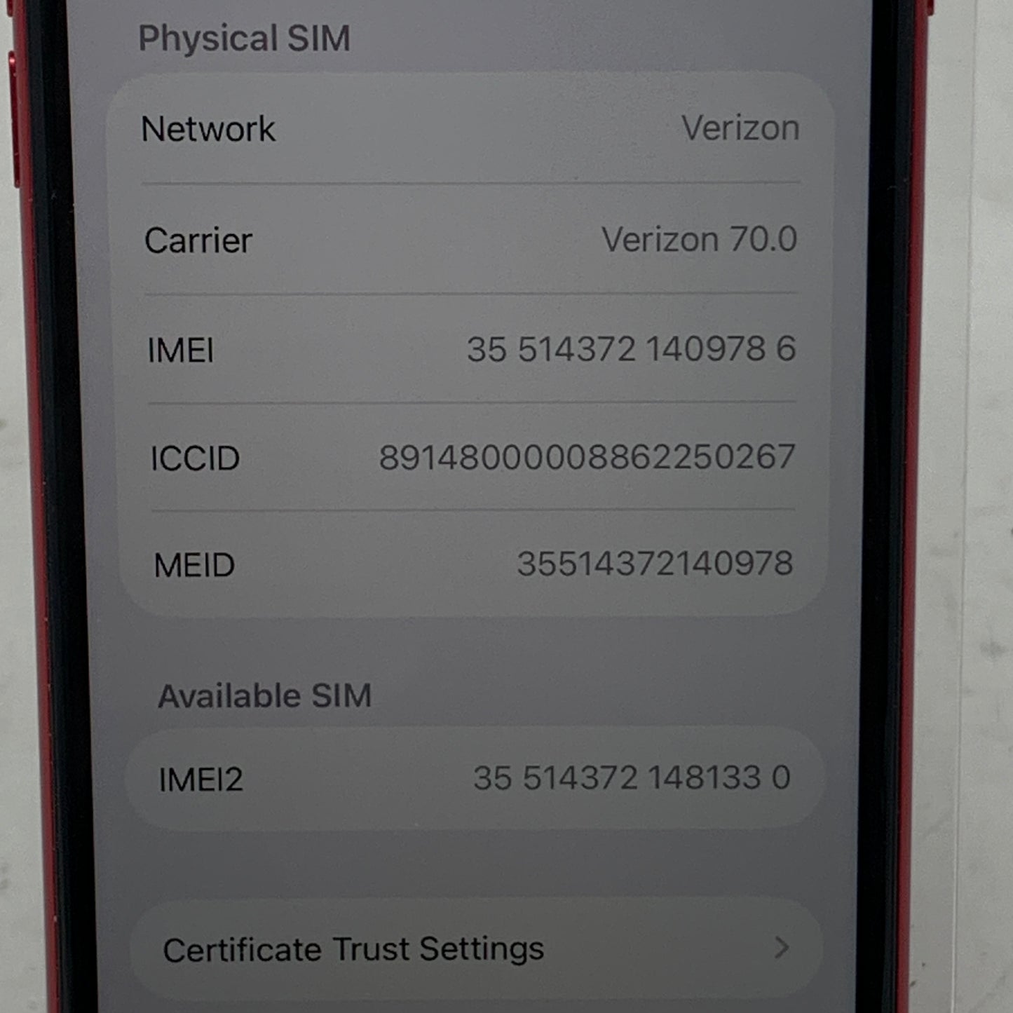 Verizon Apple iPhone SE 2nd Gen 64GB  Red MHFA3LL/A