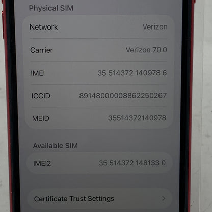 Verizon Apple iPhone SE 2nd Gen 64GB  Red MHFA3LL/A