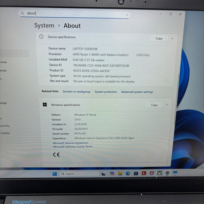 Lenovo IdeaPad Gaming 3 15ARH05 15.6" Ryzen 5 4600H 3.0GHz 8GB RAM 250GB SSD