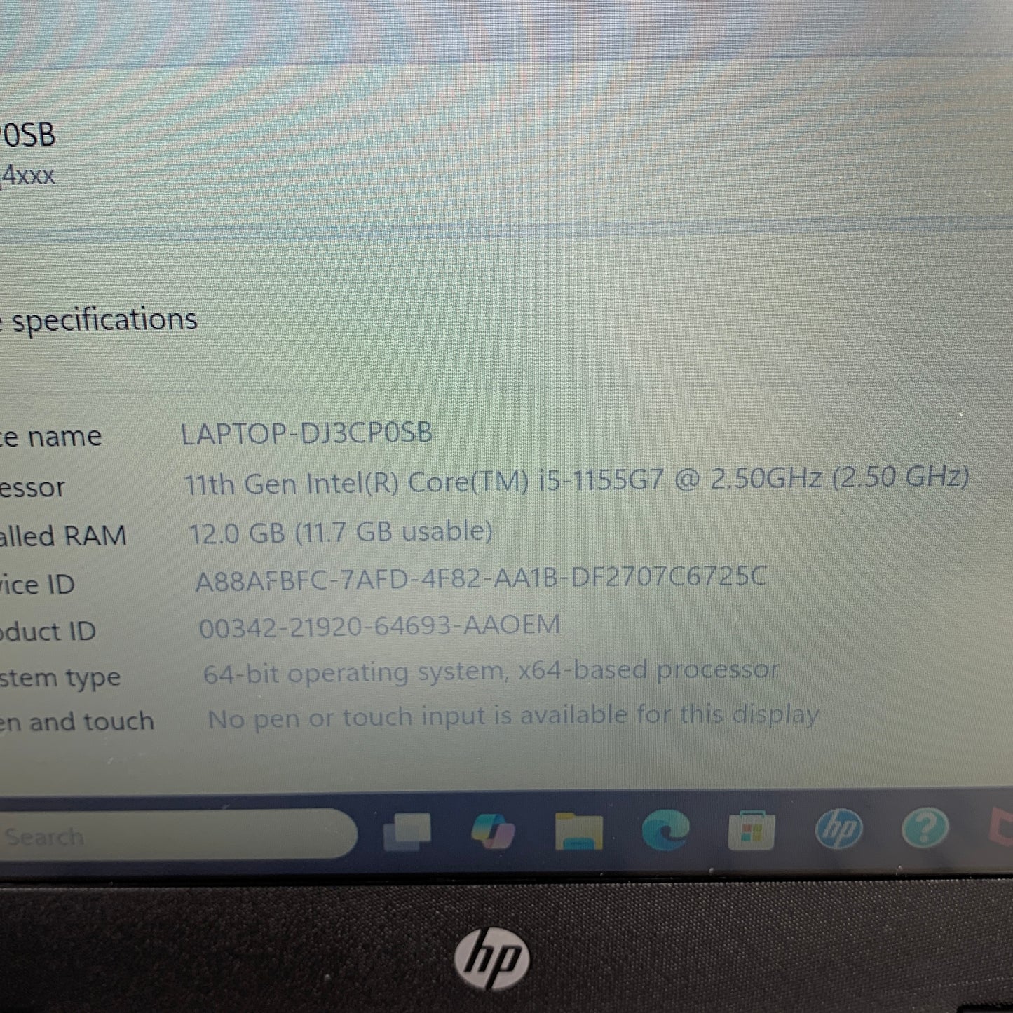 HP 14-dq4035cl DJ3CP0SB 14" i5-1155G7 2.5GHz 12GB RAM 256GB SSD