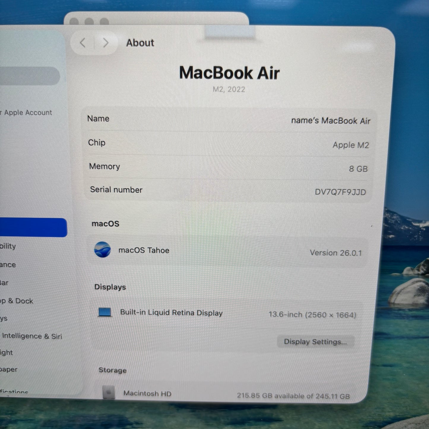 2022 Apple MacBook Air 13.6" M2 8C GPU 3.5GHz 8GB RAM 256GB SSD A2681