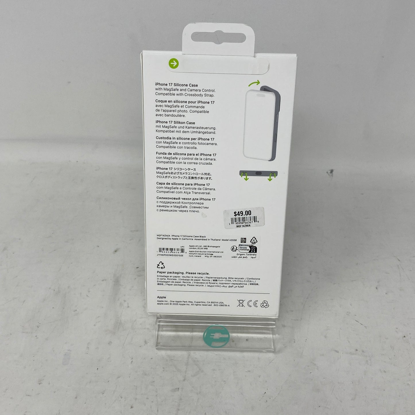 New Apple Silicone Case Black MGF14ZM/A Fitted Case