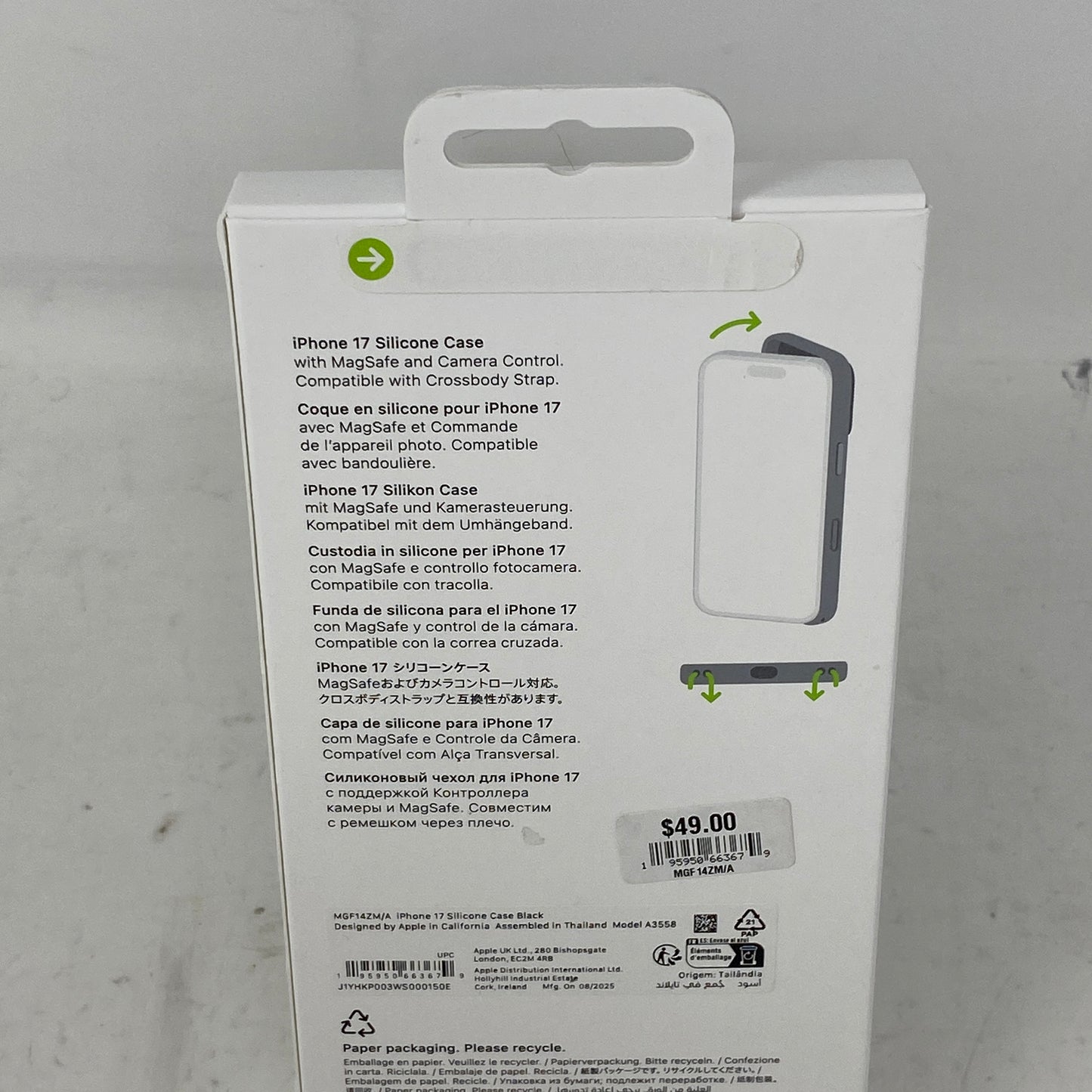 New Apple Silicone Case Black MGF14ZM/A Fitted Case
