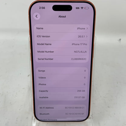 T-Mobile Apple iPhone 17 Pro 256GB NG7L4LL/A Cosmic Orange