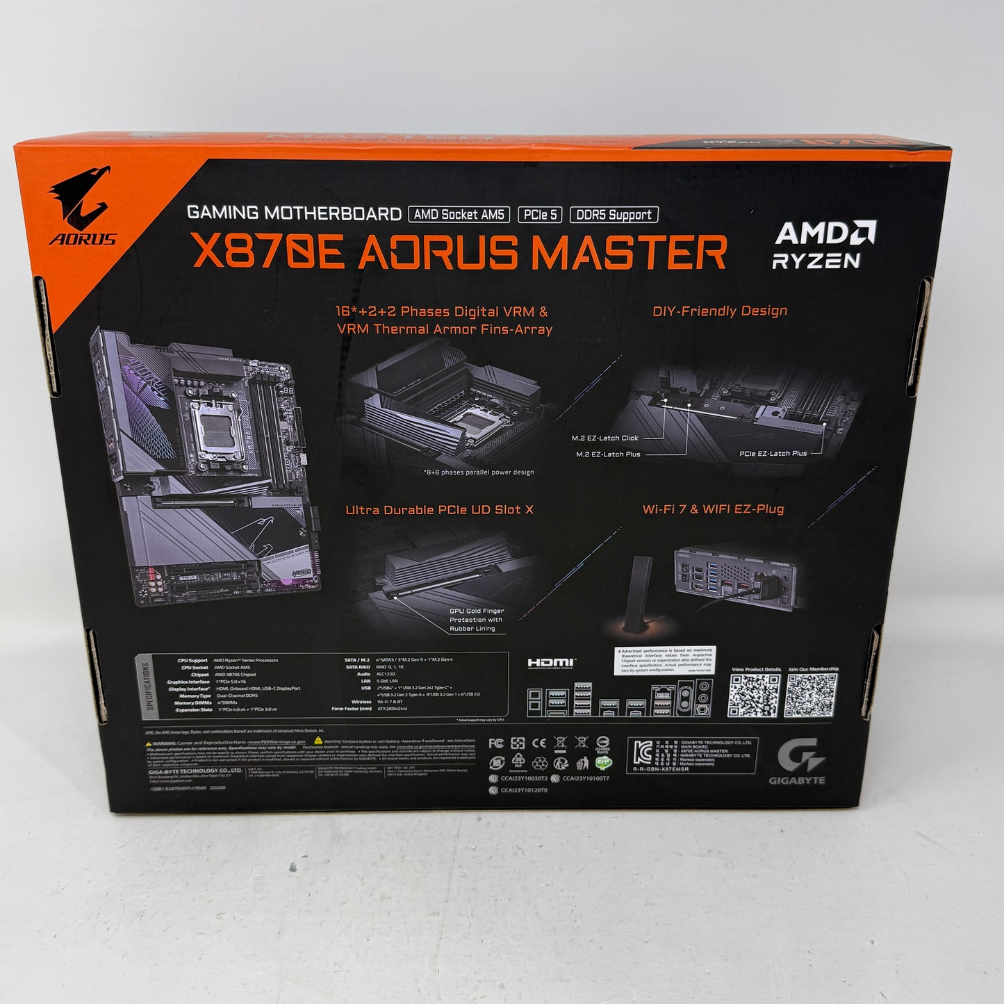 New Gigabyte X870E AORUS MASTER AM5 ATX AMD DDR5 Motherboard