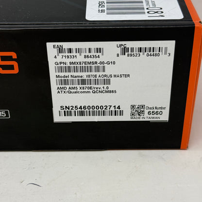 New Gigabyte X870E AORUS MASTER AM5 ATX AMD DDR5 Motherboard