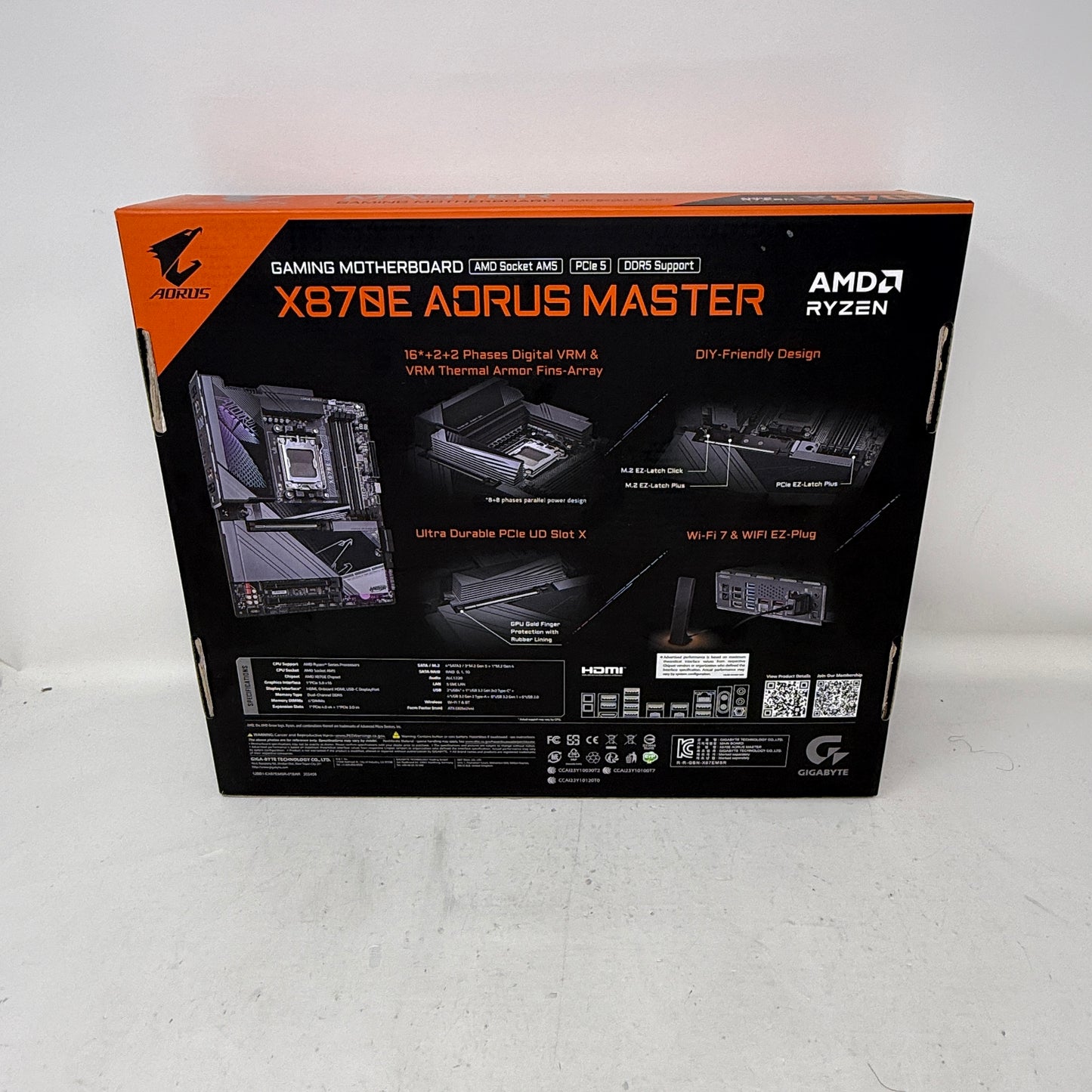 New Gigabyte X870E AORUS MASTER AM5 ATX AMD DDR5 Motherboard