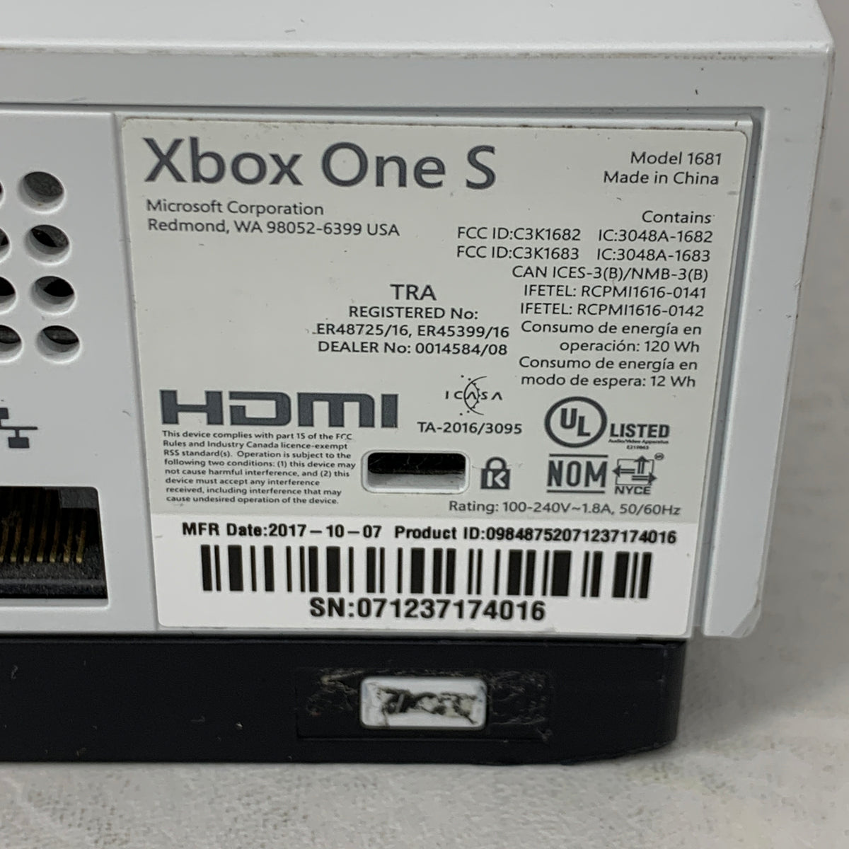 Microsoft Xbox One S 500GB Console Gaming System White 1681