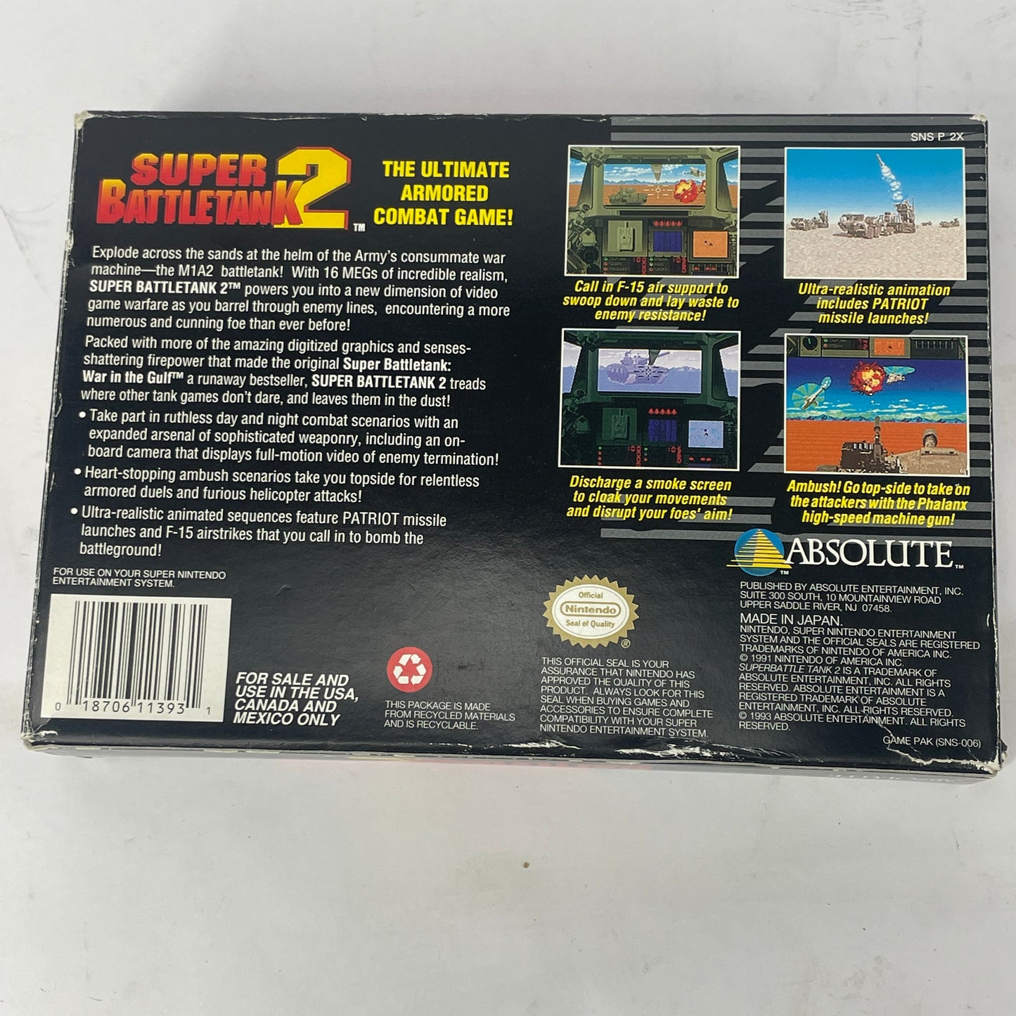 Super Battletank 2 (Super Nintendo SNES, 1994) Complete CIB