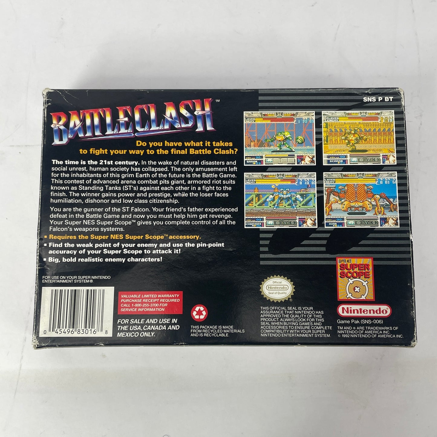Battle Clash (Super Nintendo SNES, 1992) Complete CIB