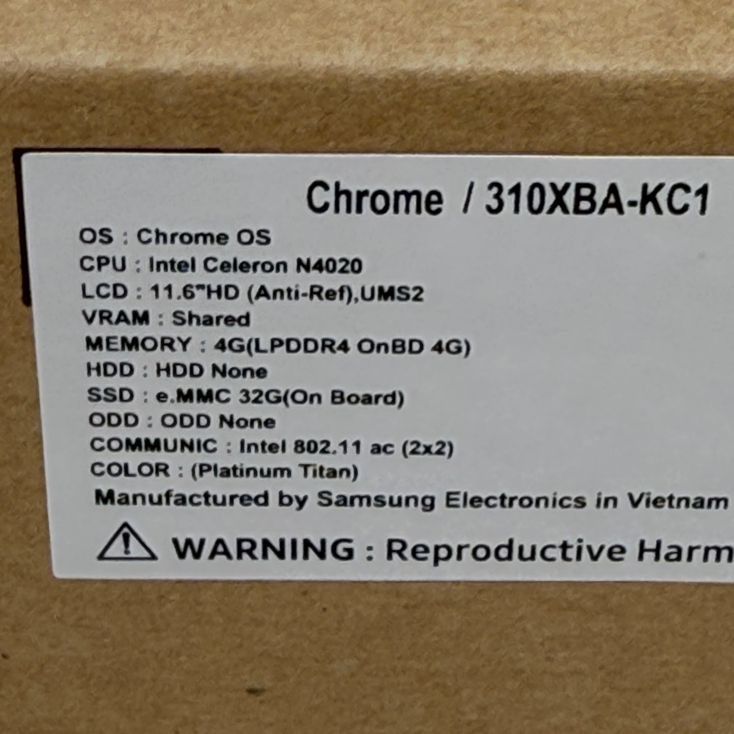 New Samsung Galaxy Chromebook 4 XE310XBA 11.6" Celeron N4020 1.1GHz 4GB RAM 32GB eMMc