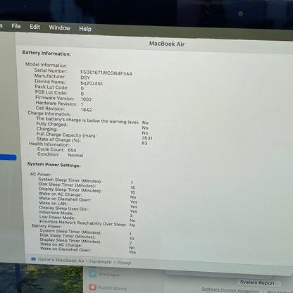 2020 Apple MacBook Air 13.3" i3 1.1GHz 8GB RAM 256GB SSD Gold A2179
