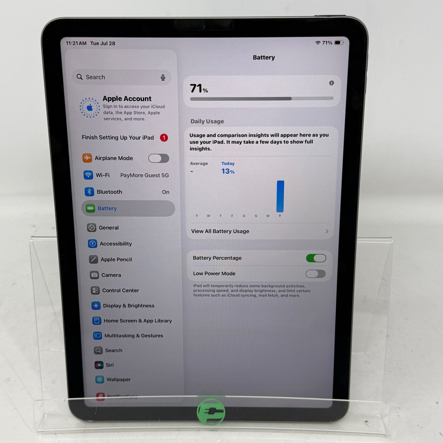 WiFi Only Apple iPad Air 4th Gen 256GB Space Gray MYFT2LL/A