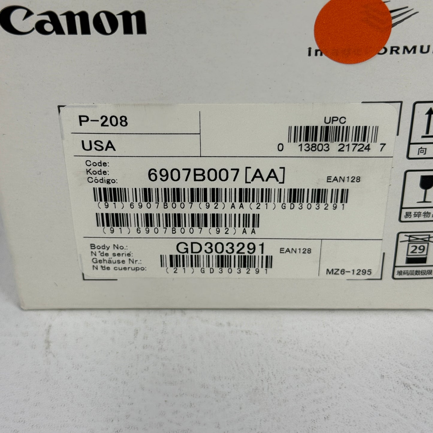 Canon 6907B007 Image FORMULA P-208 Scan-Tini Personal Document Scanner P208