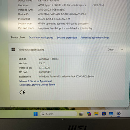 MSI Delta 15 15.6" Ryzen 7 5800H 3.2GHz 24GB RAM 1TB SSD AMD Radeon RX 6700M