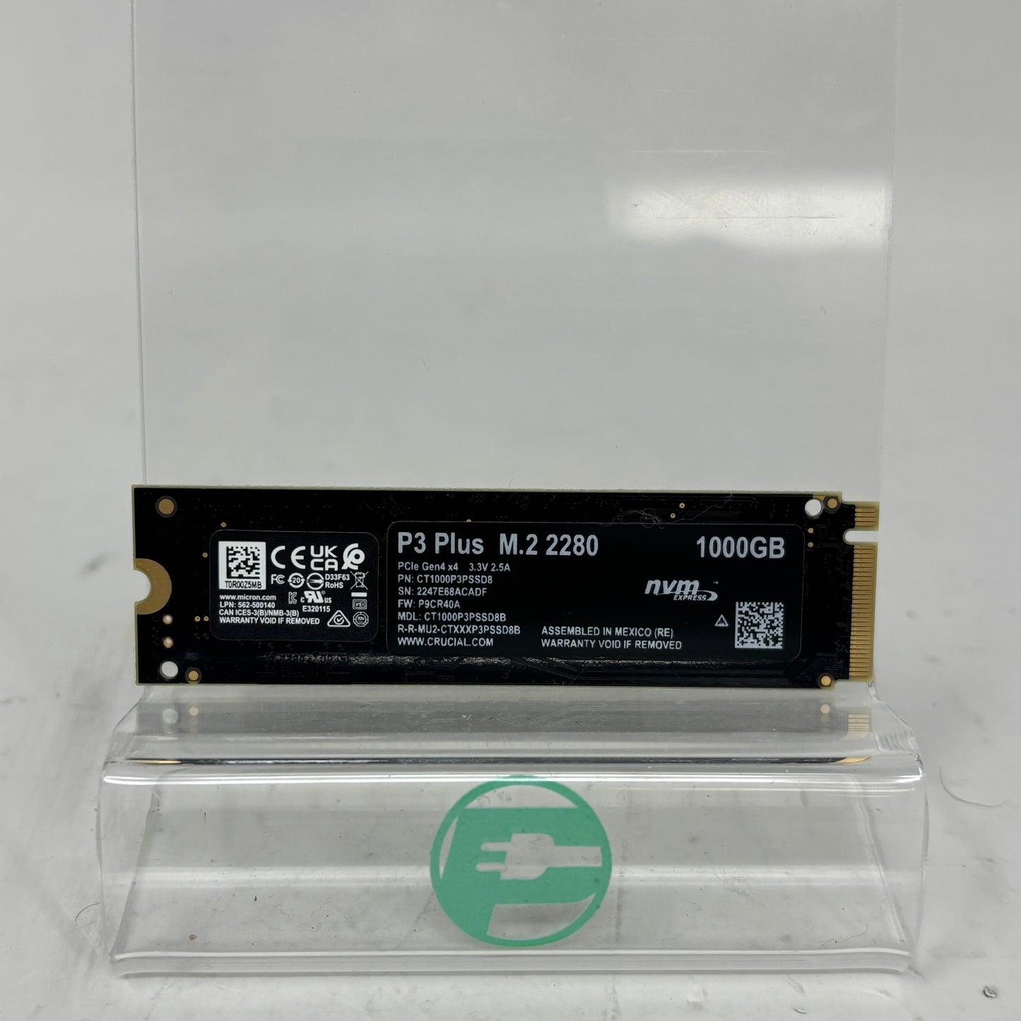 Crucial 2280mm P3 Plus 1TB M.2 NVMe Gen 4.0 x 4 SSD CT1000P3PSSD8B
