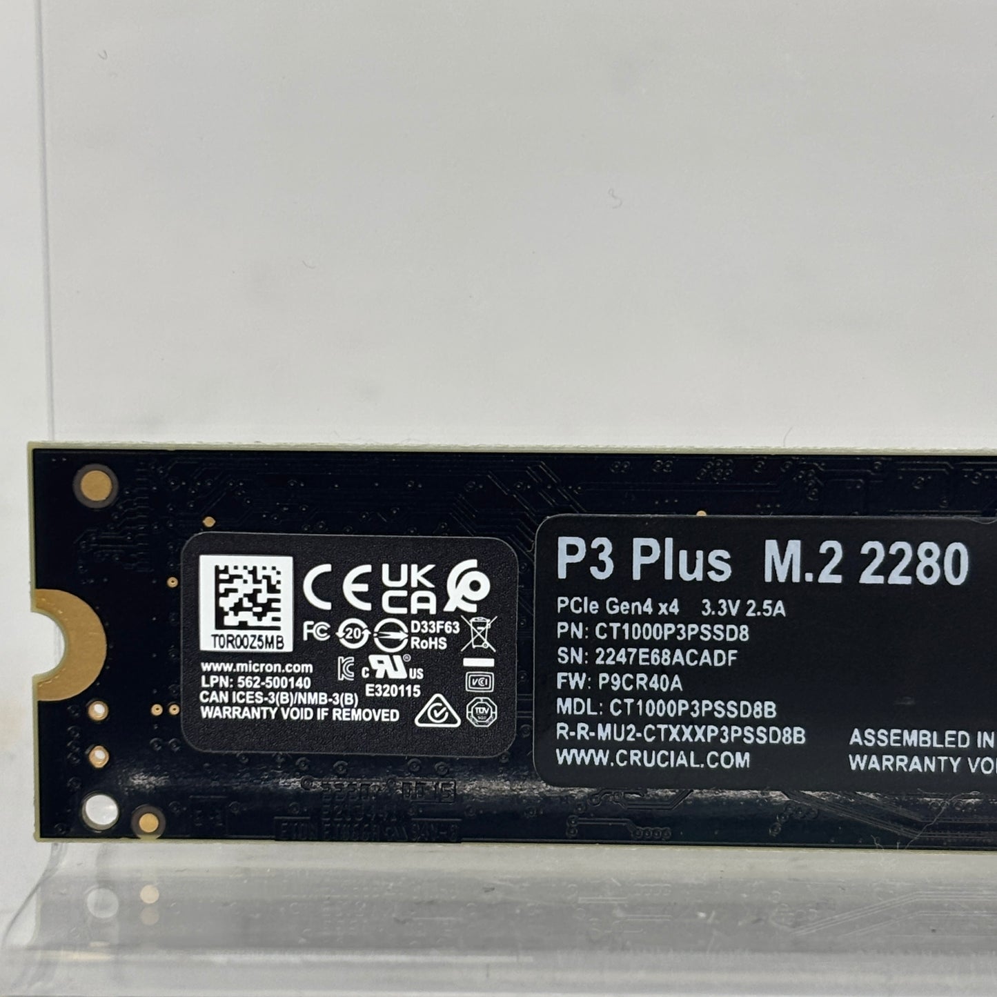 Crucial 2280mm P3 Plus 1TB M.2 NVMe Gen 4.0 x 4 SSD CT1000P3PSSD8B