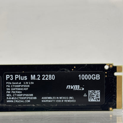 Crucial 2280mm P3 Plus 1TB M.2 NVMe Gen 4.0 x 4 SSD CT1000P3PSSD8B
