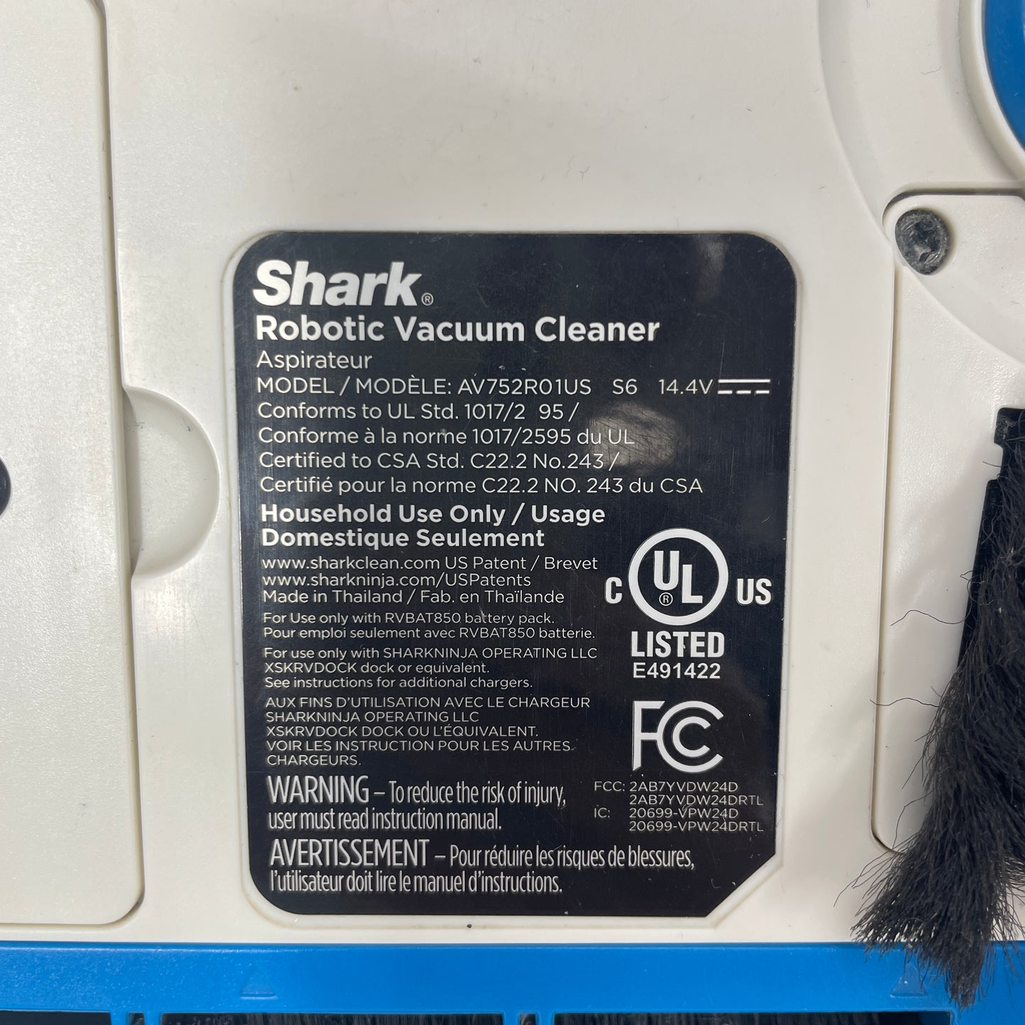 Shark ION Robotic Vacuum Cleaner AV752R01US White