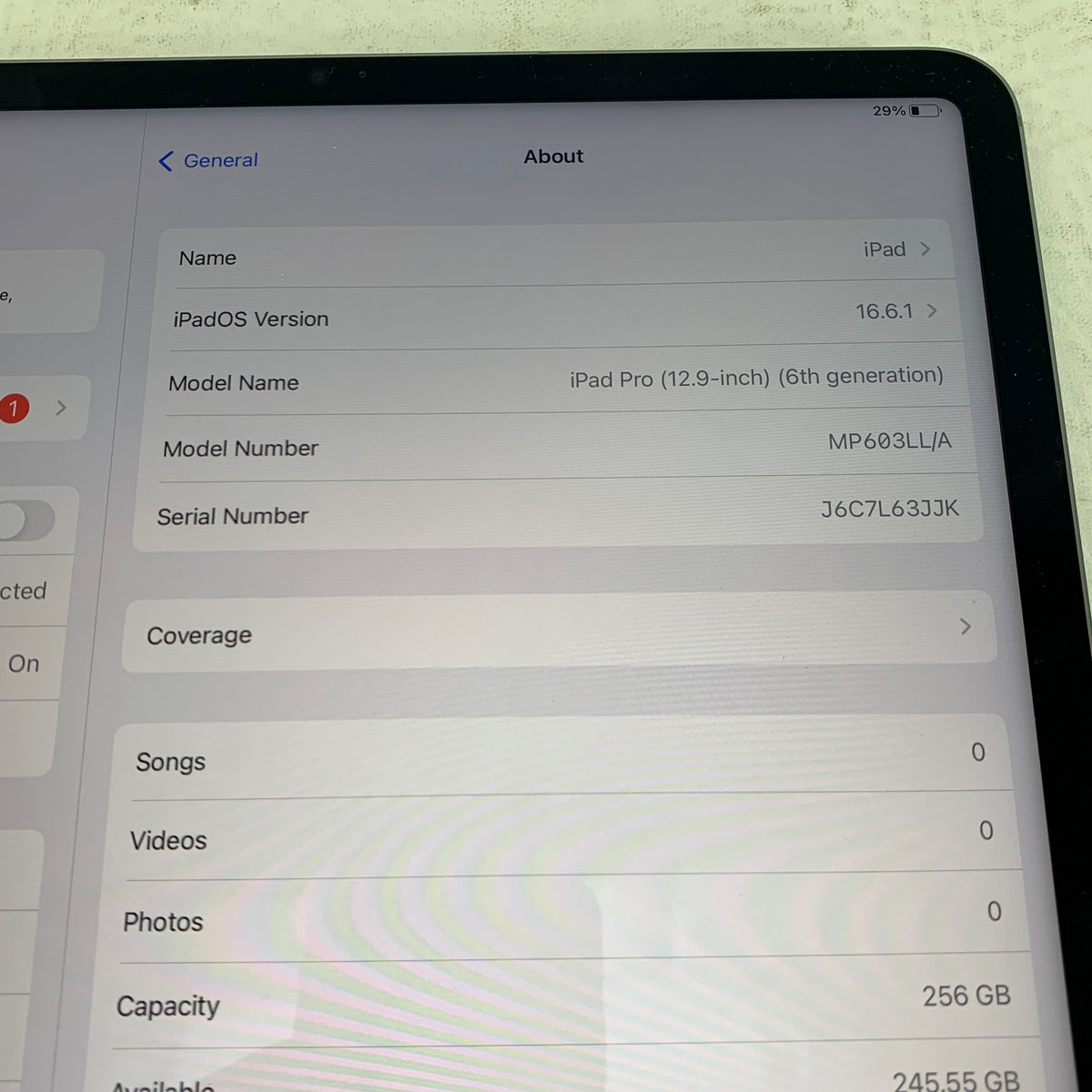 WiFi Only Apple iPad Pro 12.9" 6th Gen 256GB Space Gray MP603LL/A